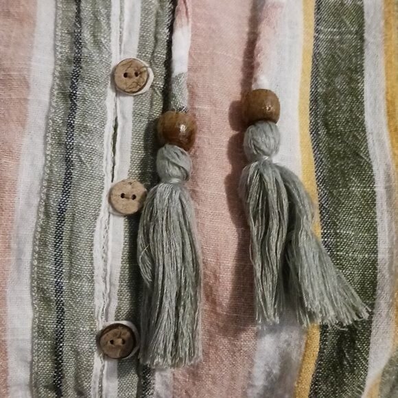 Blue Island Strapless Cotton Striped Hi-low Dress Tie Waist Size S‎ - Picture 11 of 14